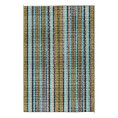 Annie Selke Treehouse Stripe Green Machine Washable Rug - 5x8