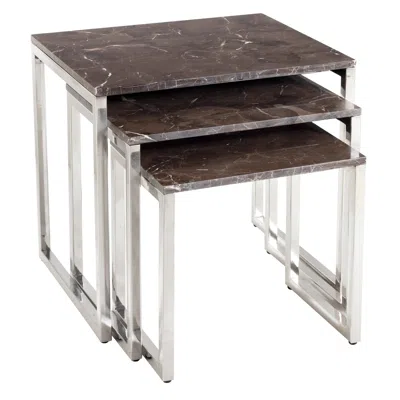 Annie Selke Trilogy Marble Nesting Tables/set Of 3 In Gray