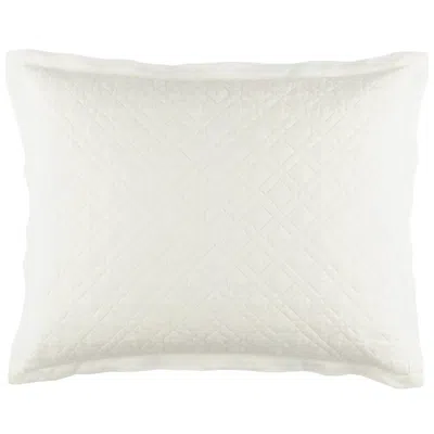 Annie Selke Washed Linen Ivory Quilted Sham - Dutch Euro In White