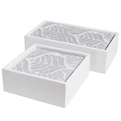 Annie Selke White Lacquer Napkin Holder - Guest Towel