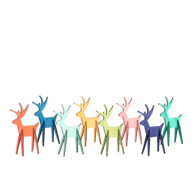 Annie Selke Wooden Multi Reindeer/set Of 8