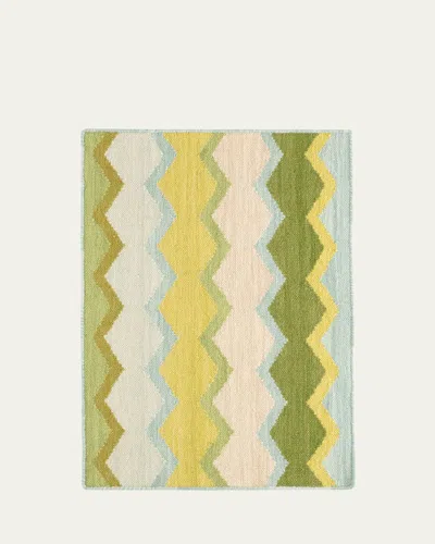 Annie Selke X Kit Kemp Safety Net Green Handwoven Rug, 5' X 8'