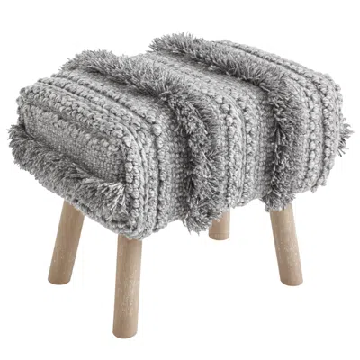 Annie Selke Zhara Stripe Grey Mini Ottoman - Rectangle In Gray