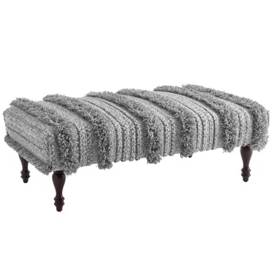 Annie Selke Zhara Stripe Grey Rug Ottoman Frame In Gray
