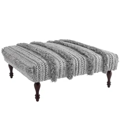 Annie Selke Zhara Stripe Grey Rug Ottoman Frame In Gray