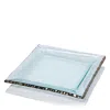 Annieglass Edgey Square Platter In Clear Glass/platinum Trim
