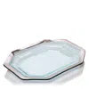 Annieglass Roman Antique Steak Platter In Clear Glass/platinum Trim