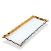 Annieglass Ruffle Rectangular Dish, 17.5 X 6.5 In Clear Glass/gold Trim