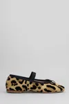 Anniel Leather Ballerina With Animal Pattern And Elastic Band