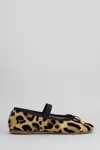Anniel Leather Ballerina With Animal Pattern And Elastic Band In Animalier