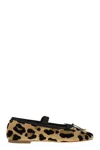 Anniel Leather Ballerina With Animal Pattern And Elastic Band In Brown