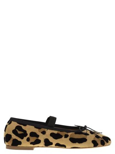 Anniel Leather Ballerina With Animal Pattern In Black