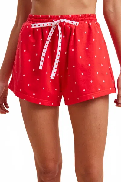 Anniewear 4th Of July Polka Dot French Terry Mini Shorts In Red