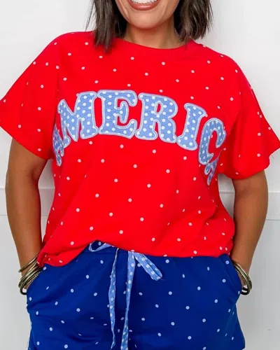 Anniewear America Dot Crew Tee In Red
