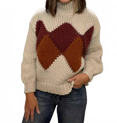 Anniewear Andie Turtleneck Yarn Sweater In Beige In Gray