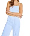 Anniewear Ankle Length Smocking Jumpsuit In Light Blue In Blue