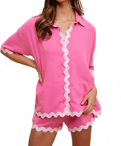 Anniewear Annie Ric Rac Set In Hot Pink In Multi