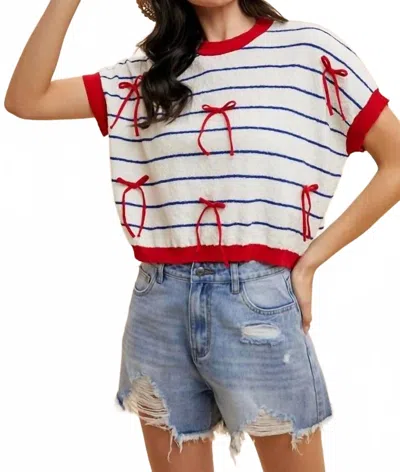 Anniewear Bailey Bow Knit Top In Ivory In Multi