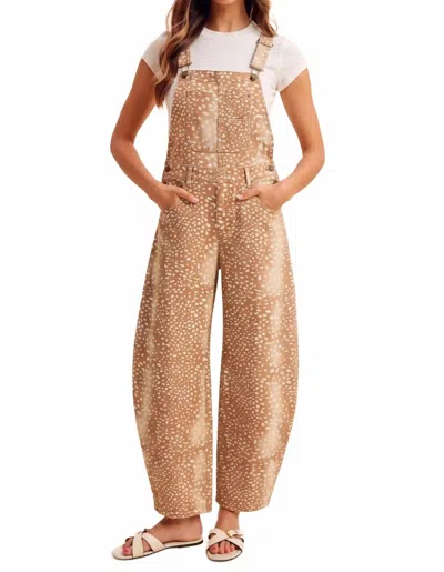 Anniewear Barrel Jean Overalls In Deer Bambi In Brown