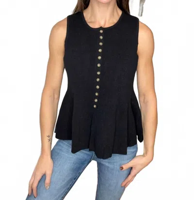 Anniewear Bianca Button Down Peplum Sweater Vest In Black