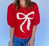 Anniewear Bow Stitch Sweater In Red In Red