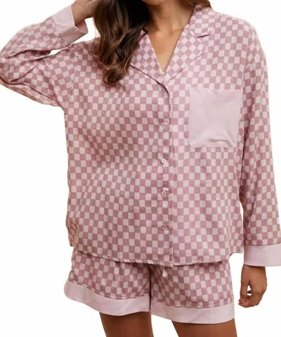 Anniewear Checkered Pajama Set In Mauve In Multi
