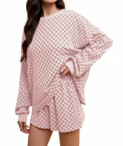 Anniewear Coastal Check Lounge Set In Blush In Pink