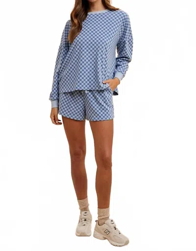 Anniewear Coastal Check Lounge Set In Denim Blue