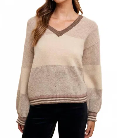 Anniewear Color Block Sweater Top In Mocha In Brown