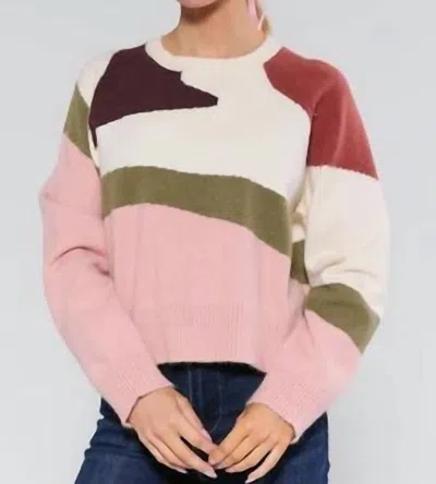 Anniewear Cora Color Block Sweater In Ivory Multi
