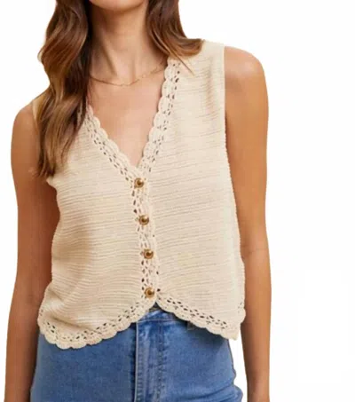 Anniewear Crochet Sweater Vest In Oatmeal In Neutral