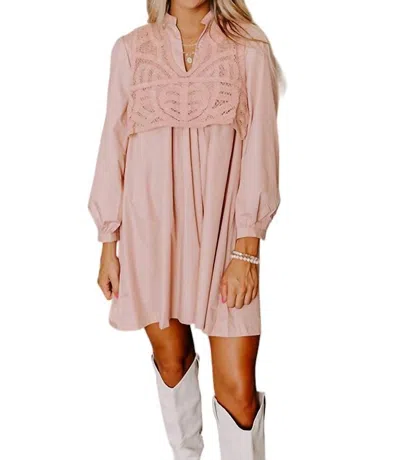Anniewear Crochet Vest Babydoll Shirt Dress In Mauve In Multi