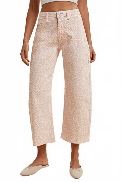 Anniewear Crop Barrel Jeans In Pink Leopard In Neutral