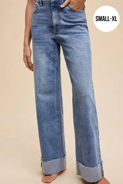 Anniewear Cuffed 90s Style Denim In Blue