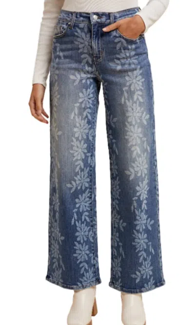 Anniewear Daisy Print Jeans In Medium Denim In Blue