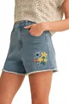 Anniewear Denim Blossom Shorts In Blue In Multi