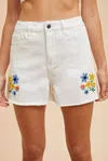 Anniewear Denim Blossom Shorts In White In Multi