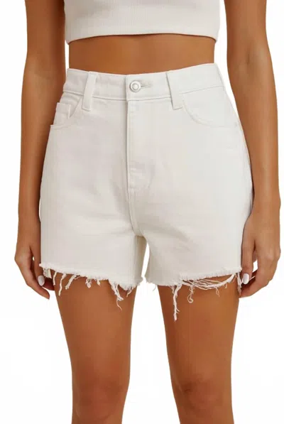 Anniewear Distress Hem Denim Shorts In White