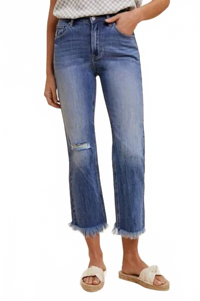 Anniewear Distressed Straight Leg Jeans In Medium Wash In Blue