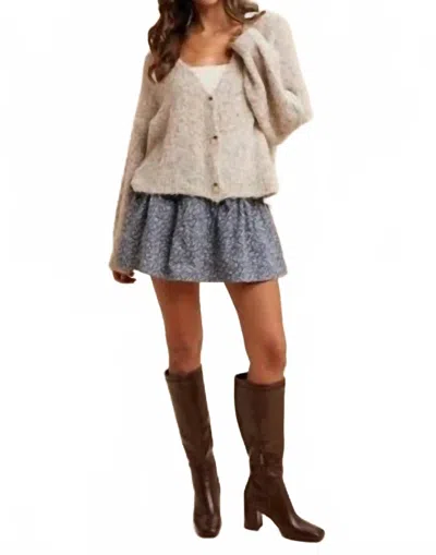 Anniewear Ditsy Floral Brushed Woven Flare Mini Skirt In Dried Blue In Multi
