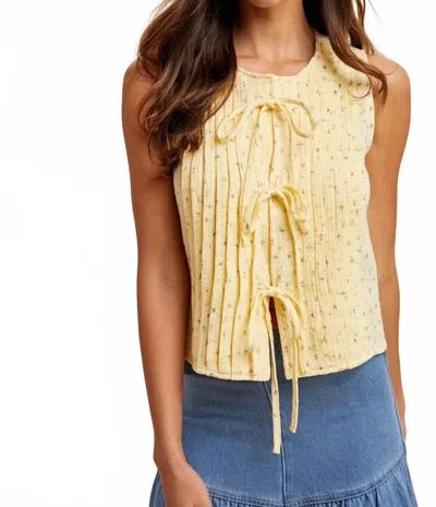 Anniewear Ditsy Floral Cotton Blouse With Front Tie In Lemon In Yellow