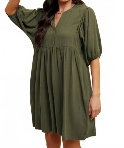 Anniewear Dolman Sleeve Babydoll Mini Dress In Green