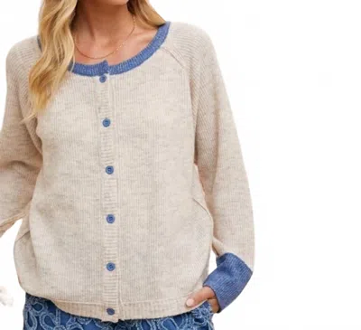 Anniewear Emilie Button Down Sweater In Beige In Multi