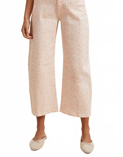 Anniewear Evie Cropped Barrel Jeans In Pink Leopard