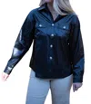 Anniewear Faux Leather Oversized Shirt In Black In Black