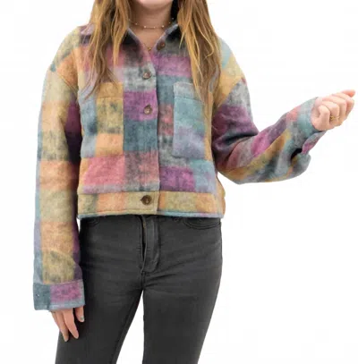 Anniewear Flannel Cropped Shacket In Pink Combo In Multi