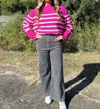 Anniewear Free Falling Stretch Wide Leg Jean In Grey Washed Denim In Multi