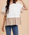 Anniewear Gingham Grace Top In White/mocha