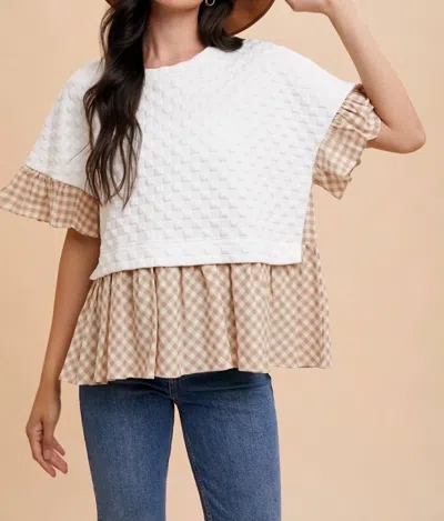 Anniewear Gingham Grace Top In White/mocha