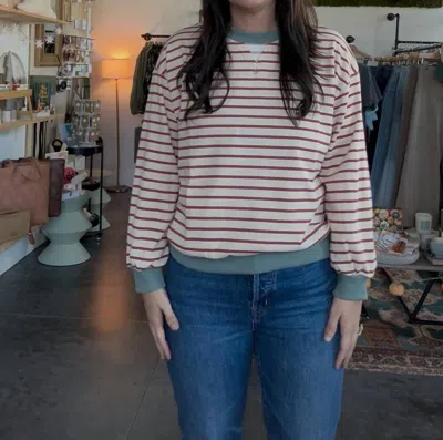 Anniewear Ginny Long Sleeve Stripe Sweatshirt In White In Neutral